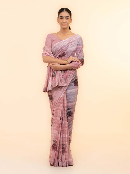 Pink Soft Georgette Saree