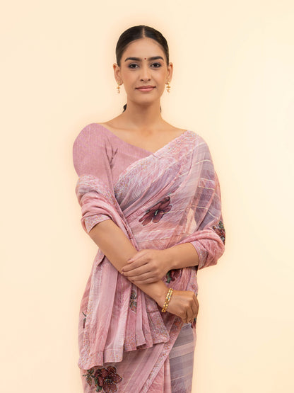 Pink Soft Georgette Saree