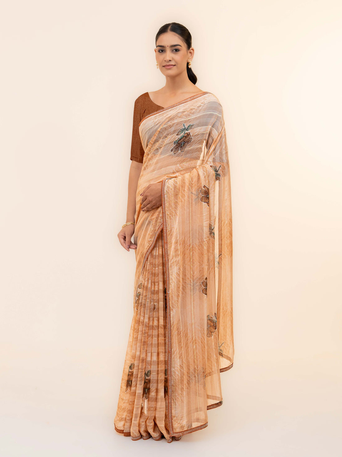 Brown Soft Georgette Saree