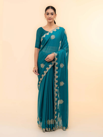 Sky Blue Georgette Saree