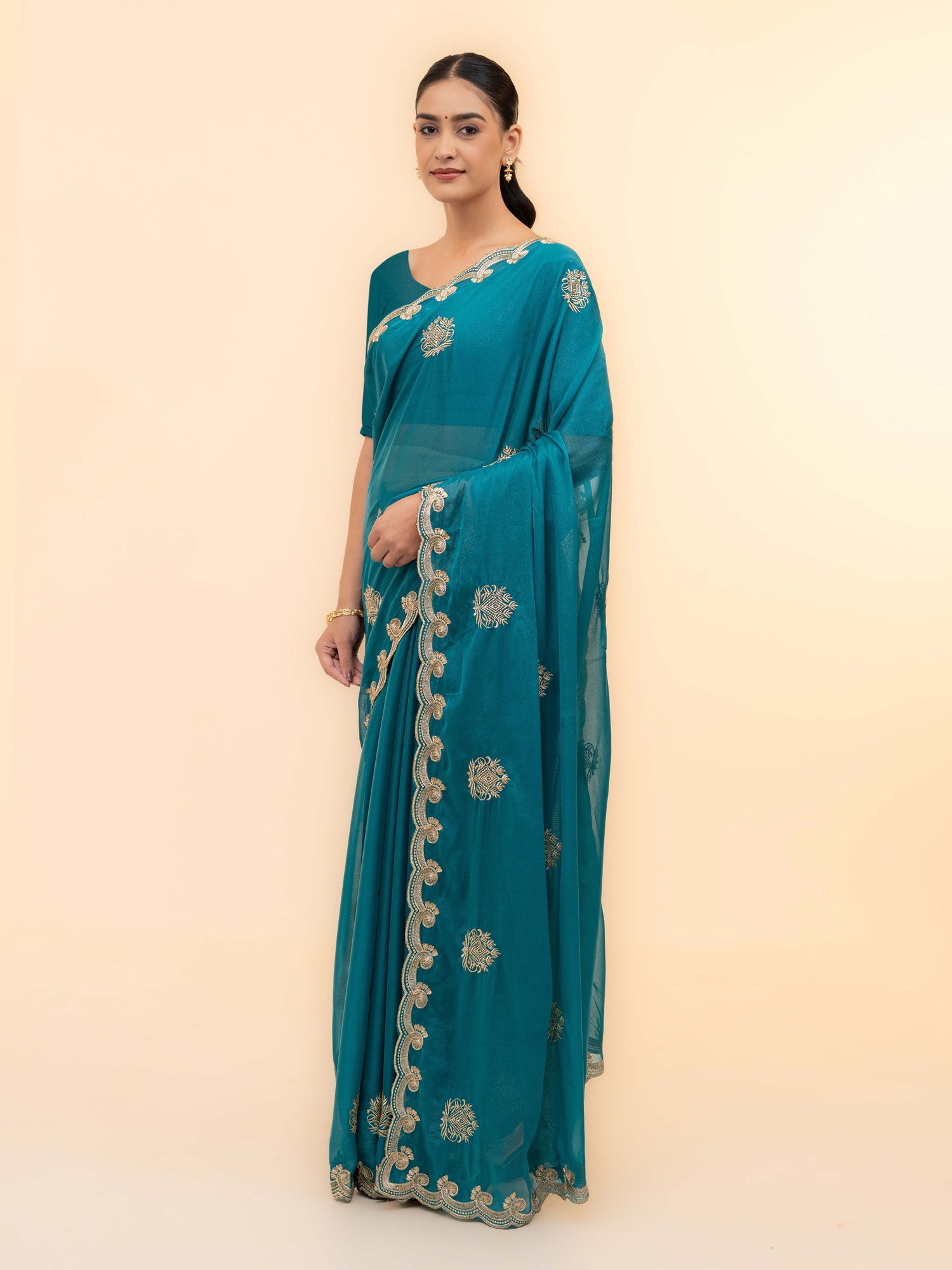 Sky Blue Georgette Saree