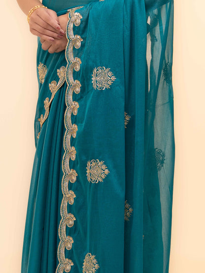 Sky Blue Georgette Saree