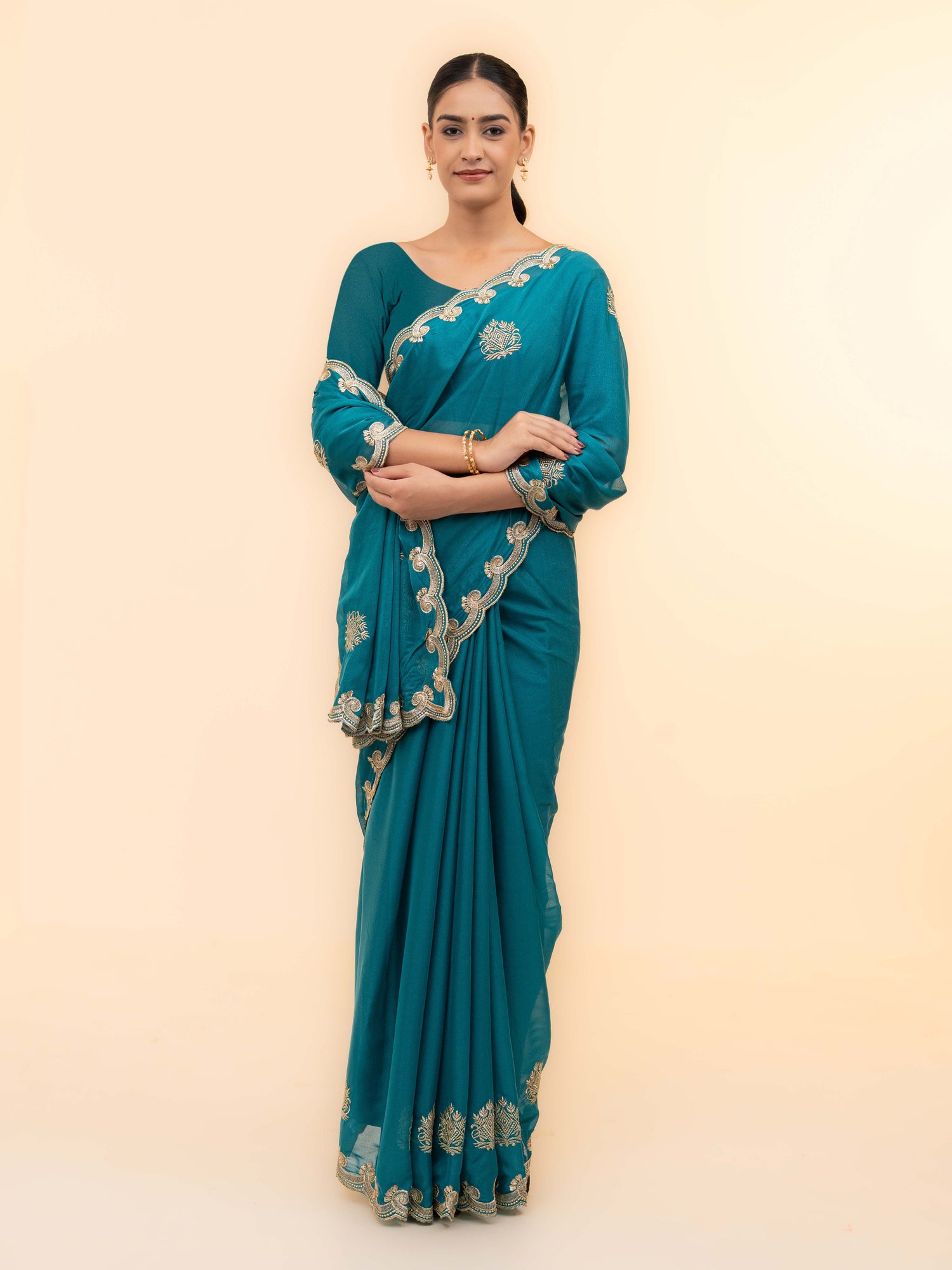 Sky Blue Georgette Saree