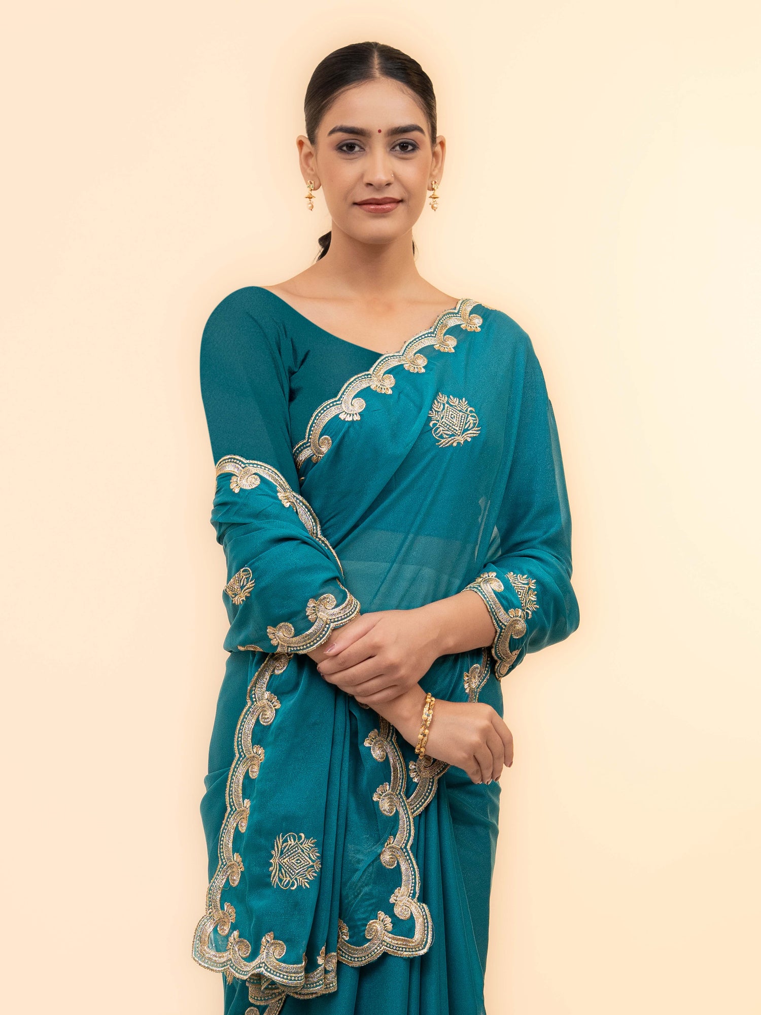 Sky Blue Georgette Saree