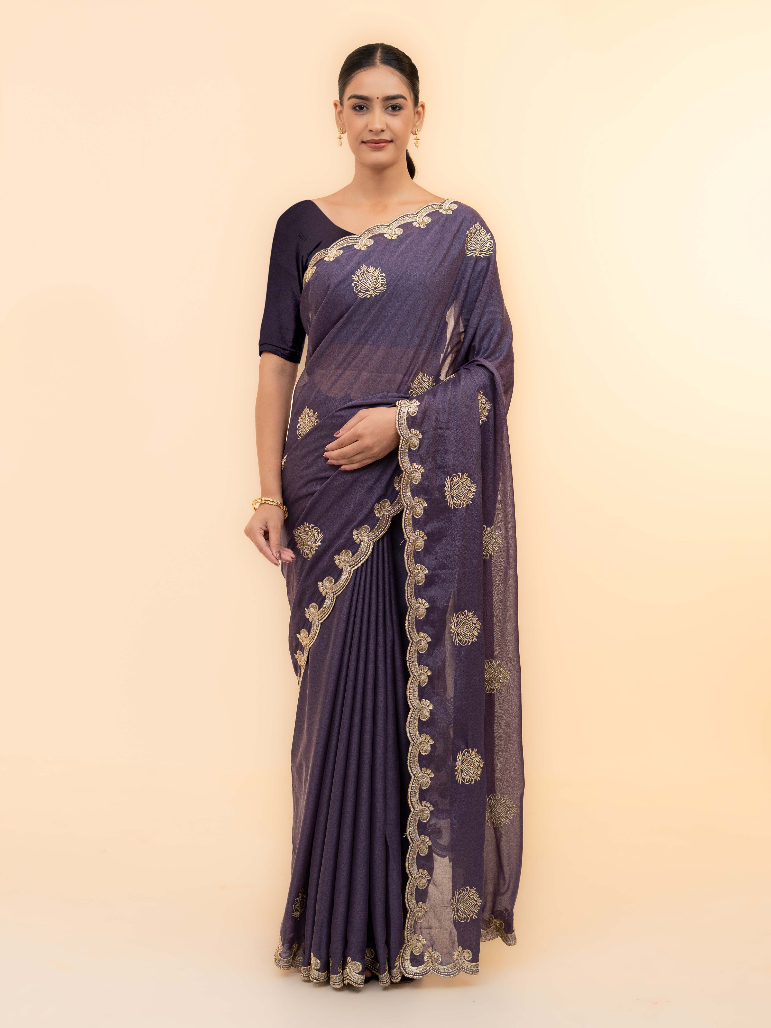 Purple Georgette Saree
