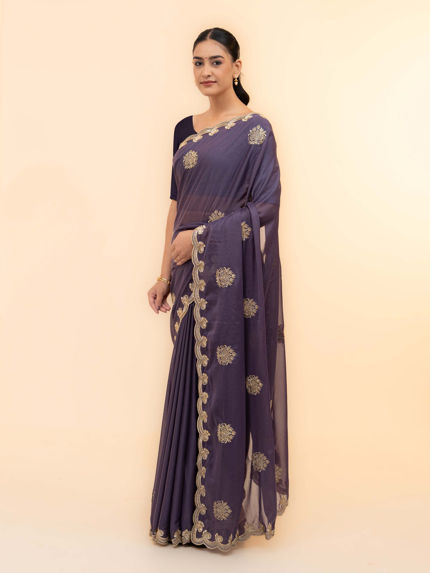 Purple Georgette Saree