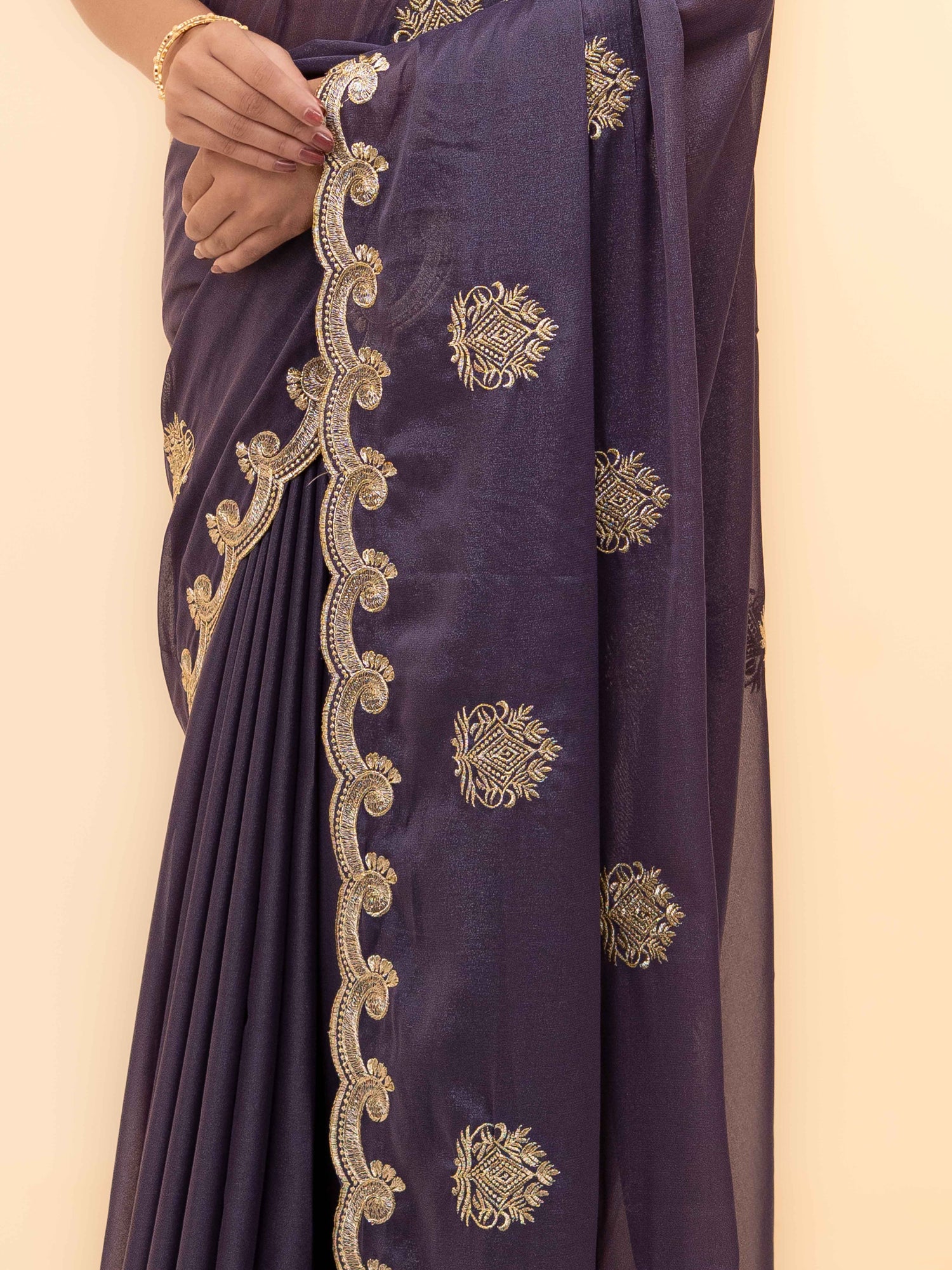 Purple Georgette Saree
