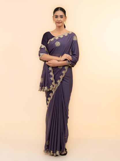 Purple Georgette Saree