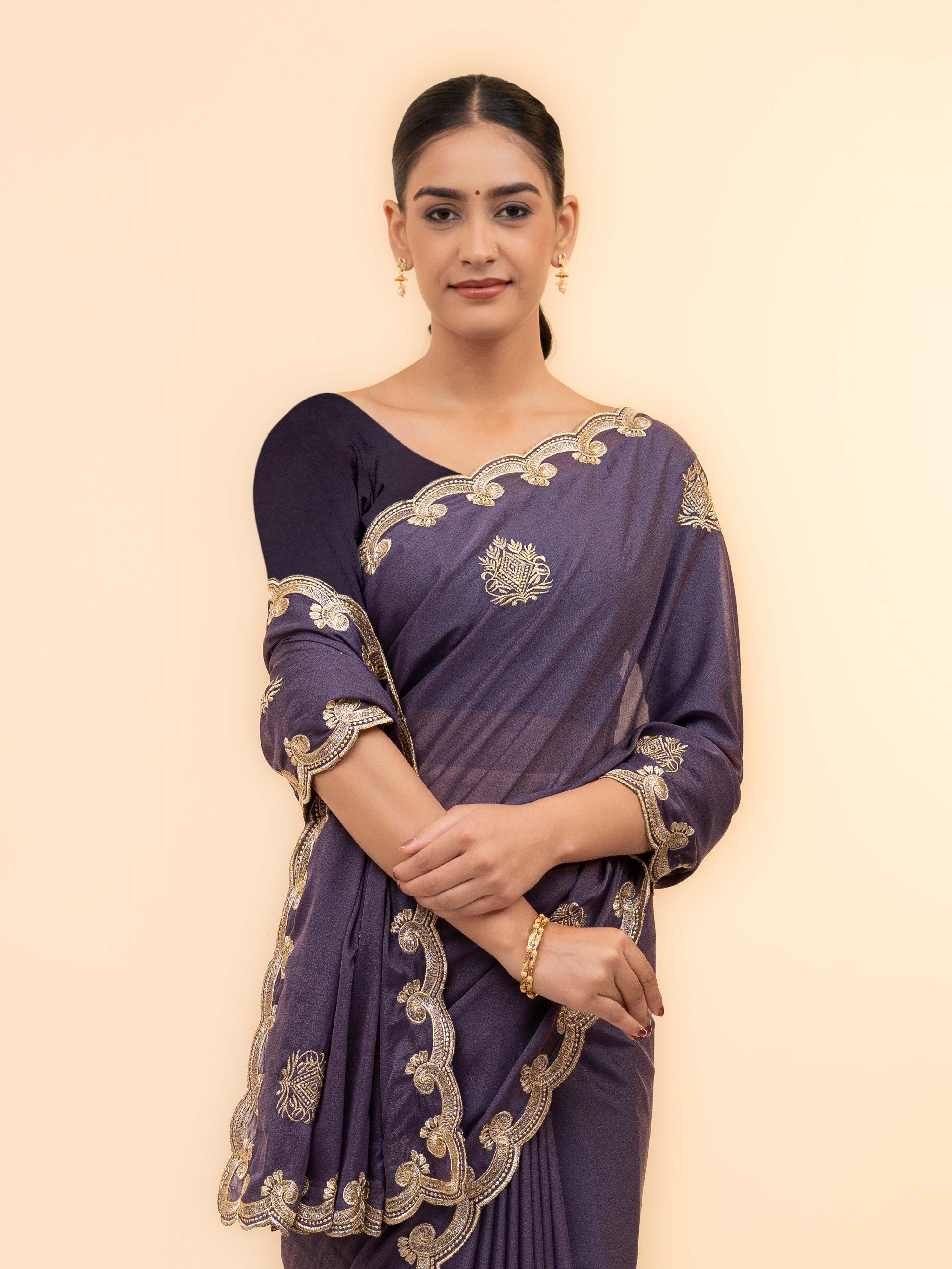 Purple Georgette Saree