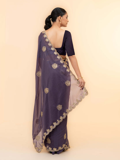 Purple Georgette Saree