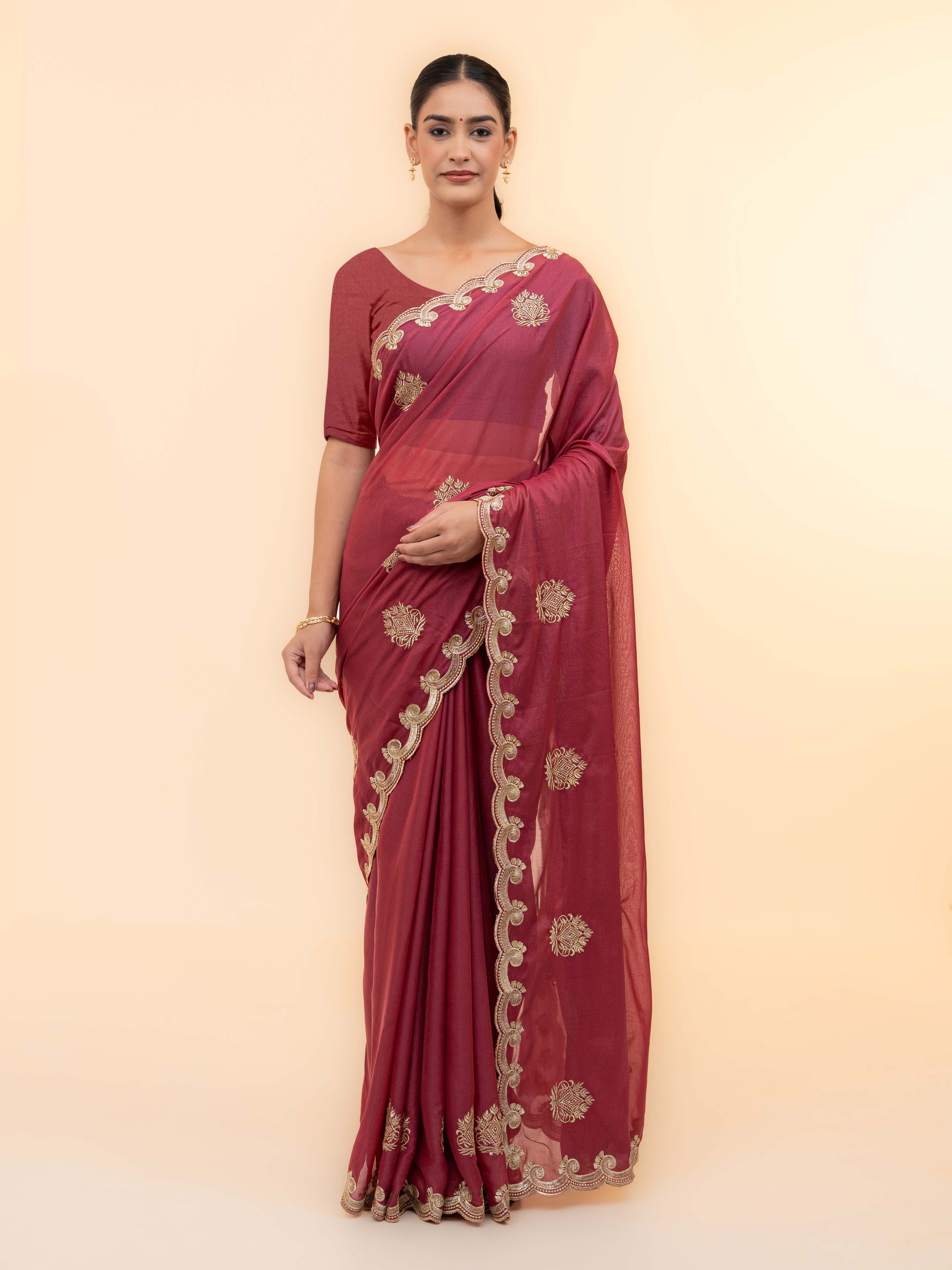 Rust Georgette Saree