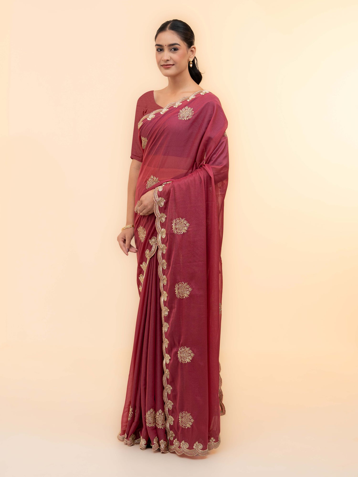 Rust Georgette Saree