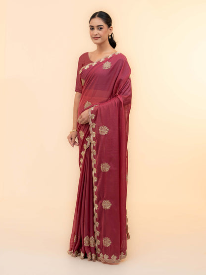 Rust Georgette Saree