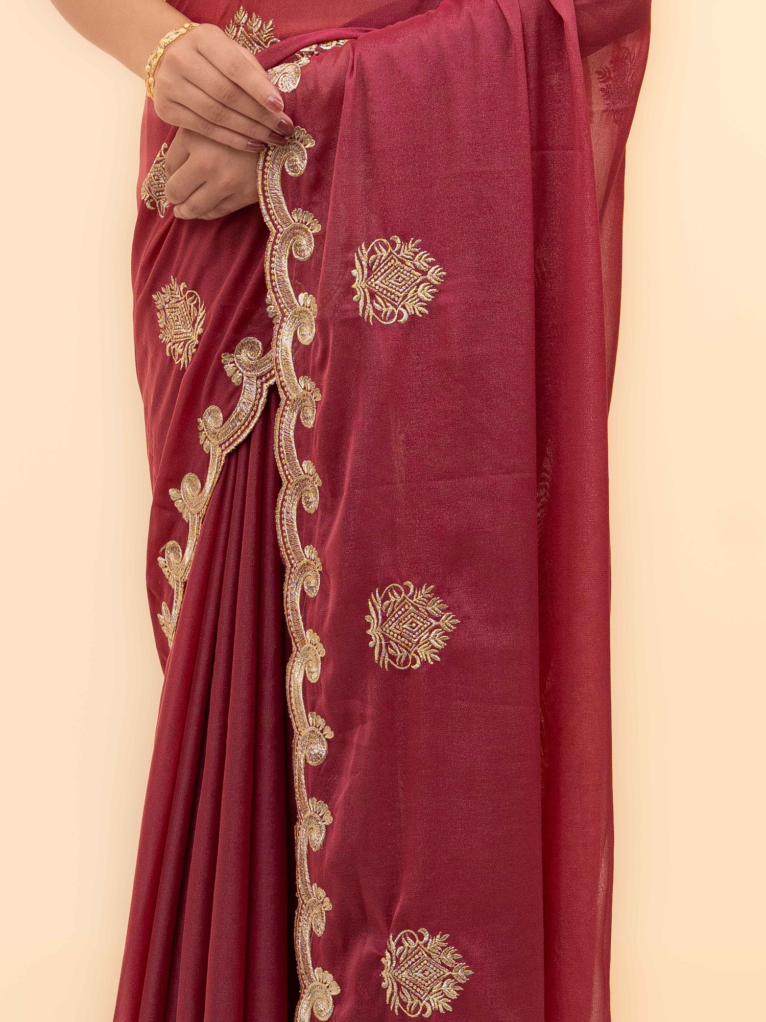 Rust Georgette Saree