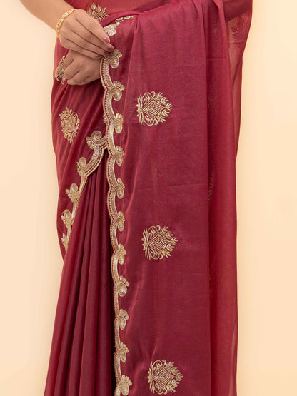 Rust Georgette Saree