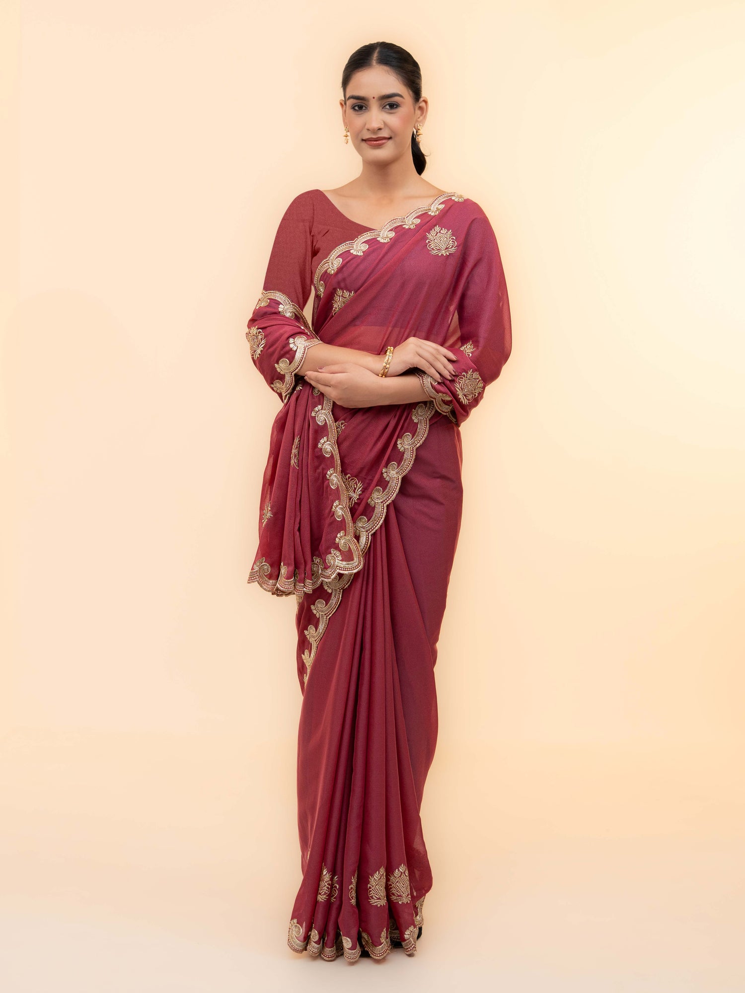 Rust Georgette Saree
