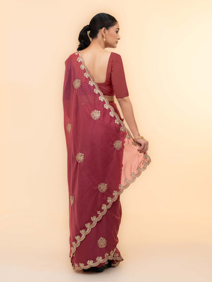 Rust Georgette Saree