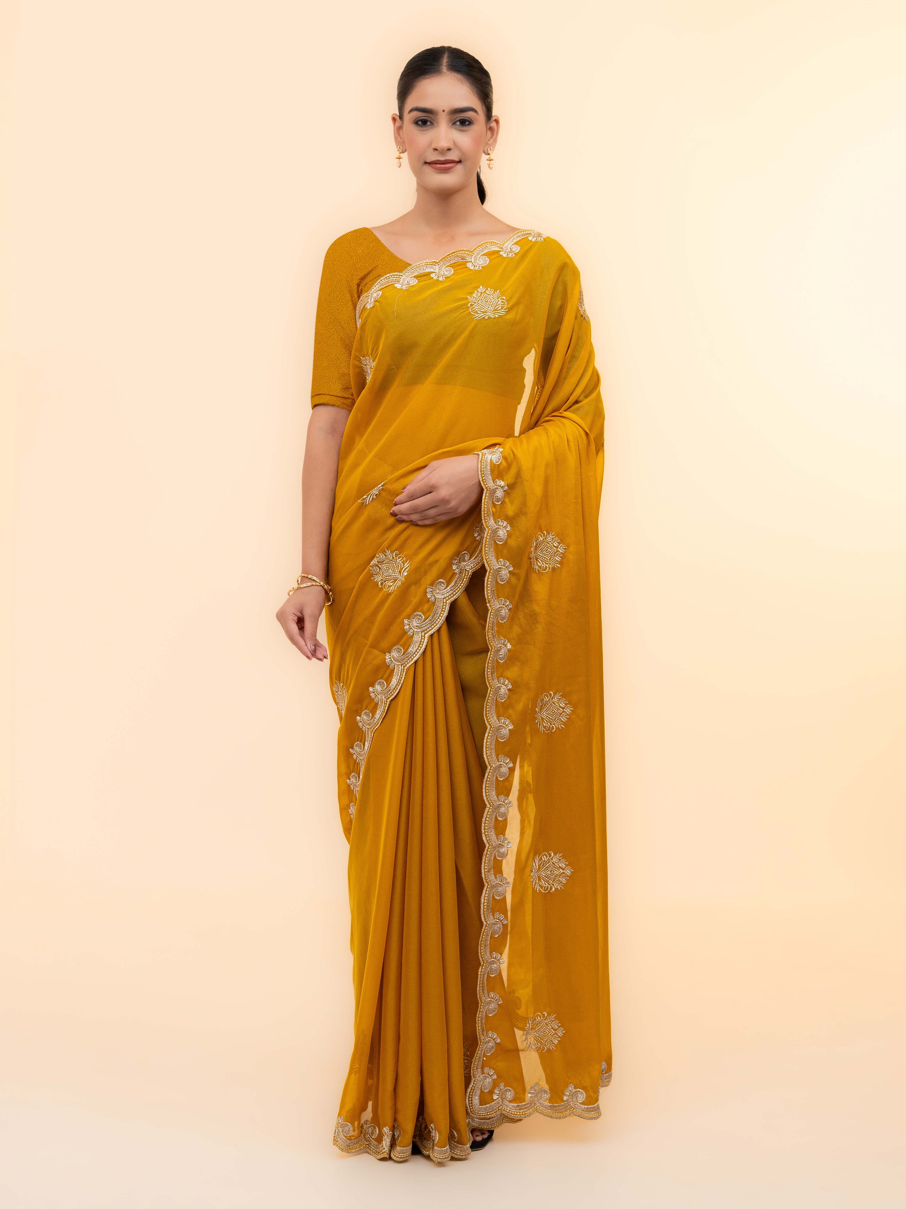 Yellow Georgette Saree