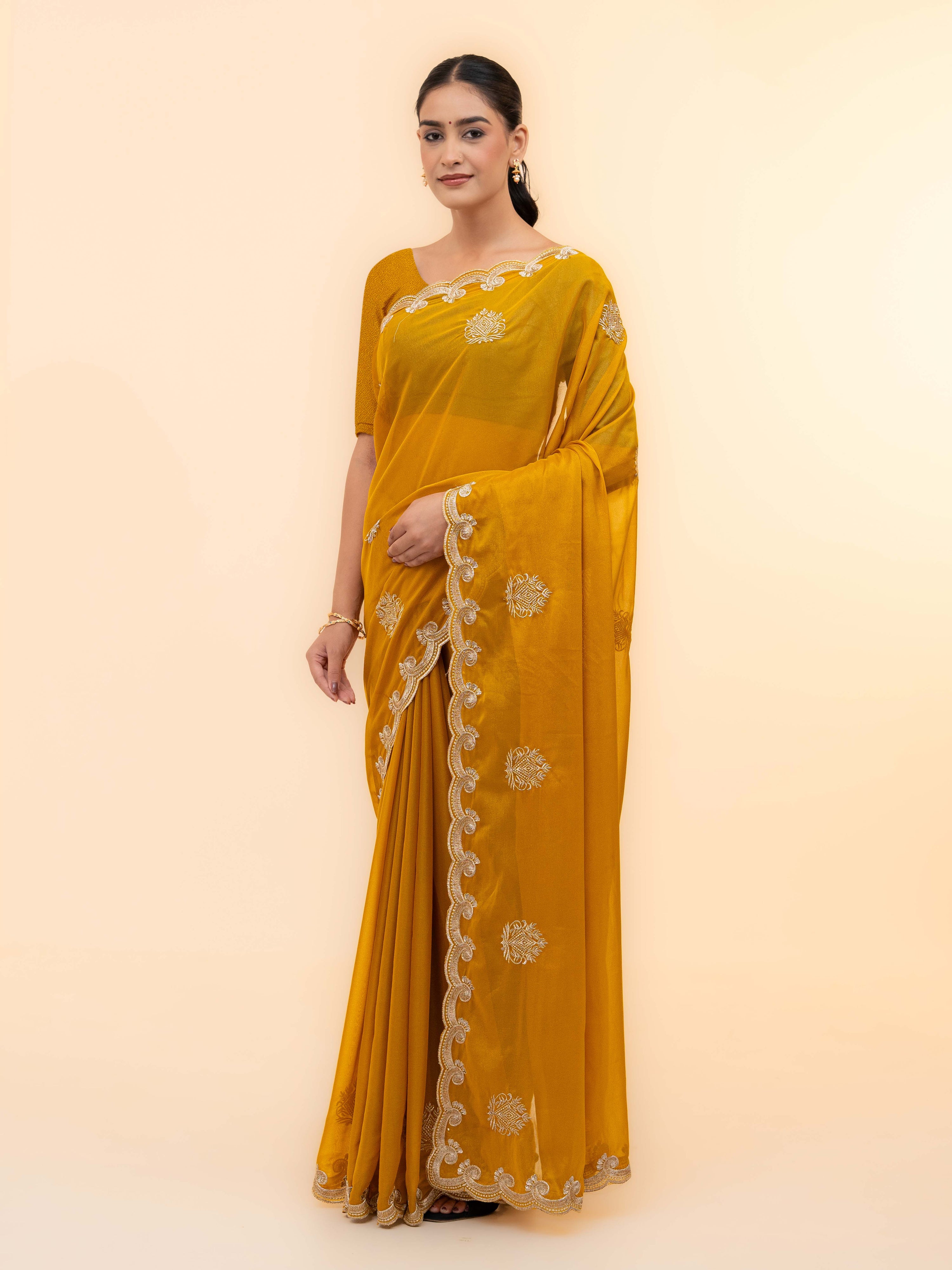 Yellow Georgette Saree