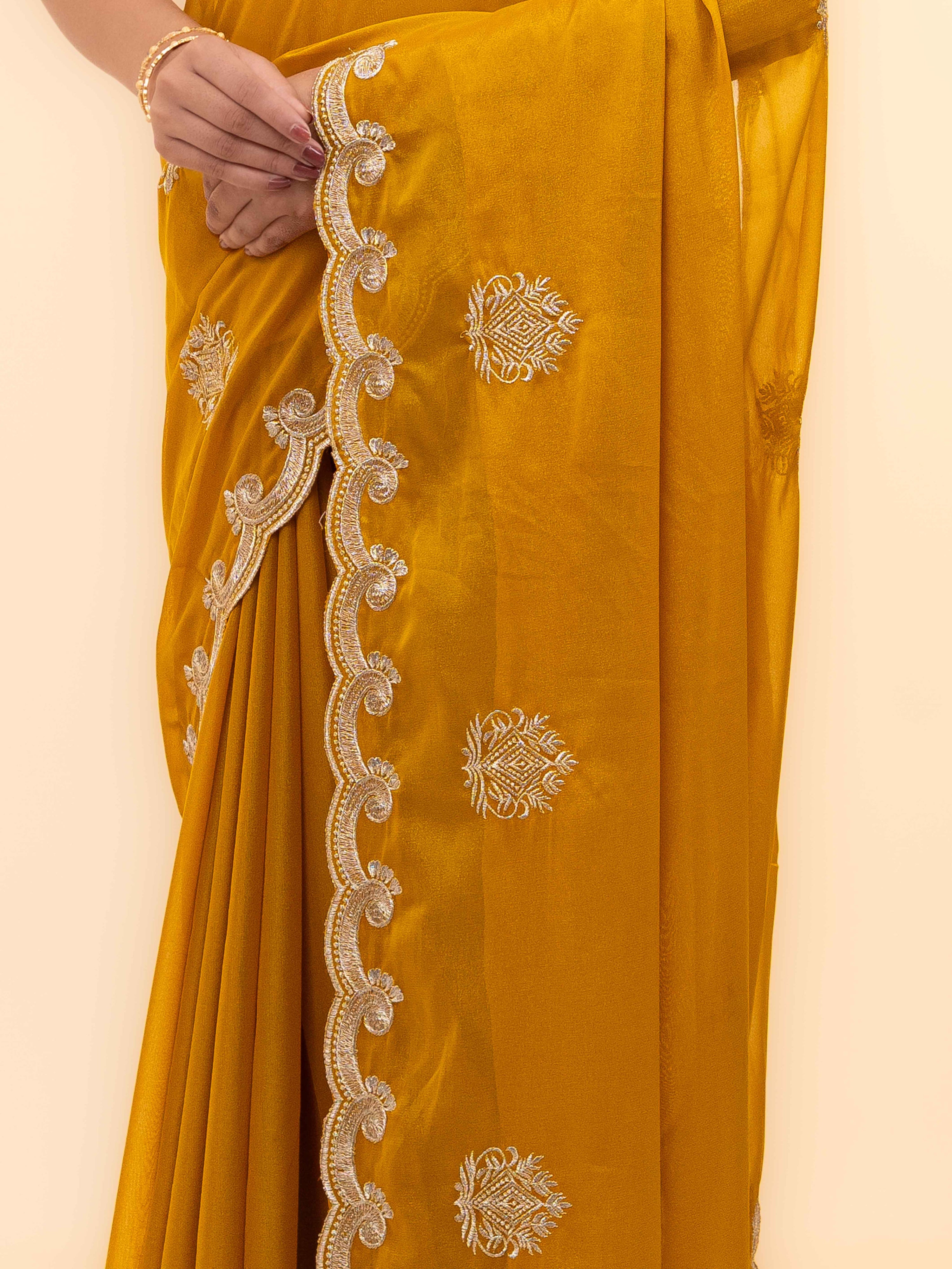 Yellow Georgette Saree