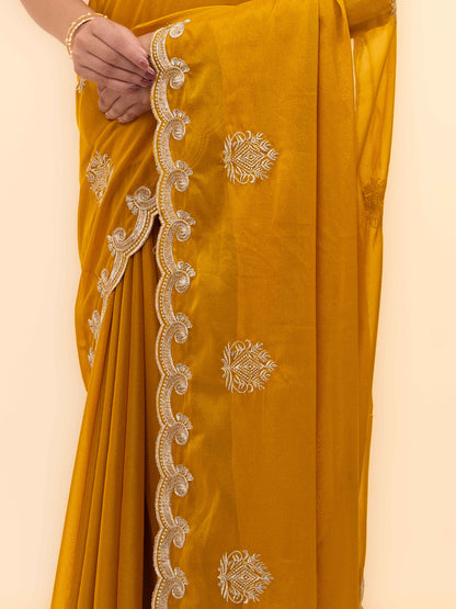 Yellow Georgette Saree