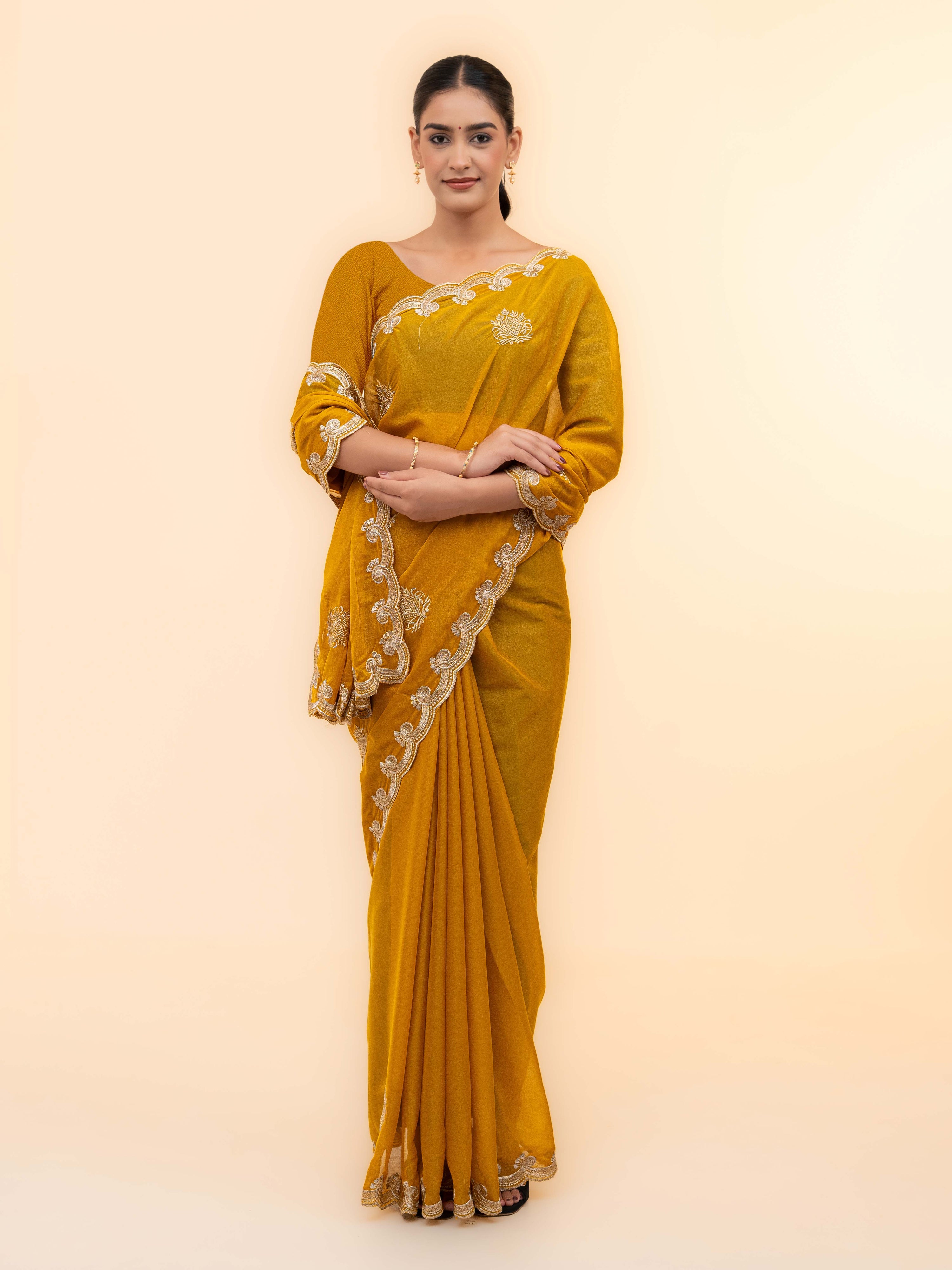 Yellow Georgette Saree
