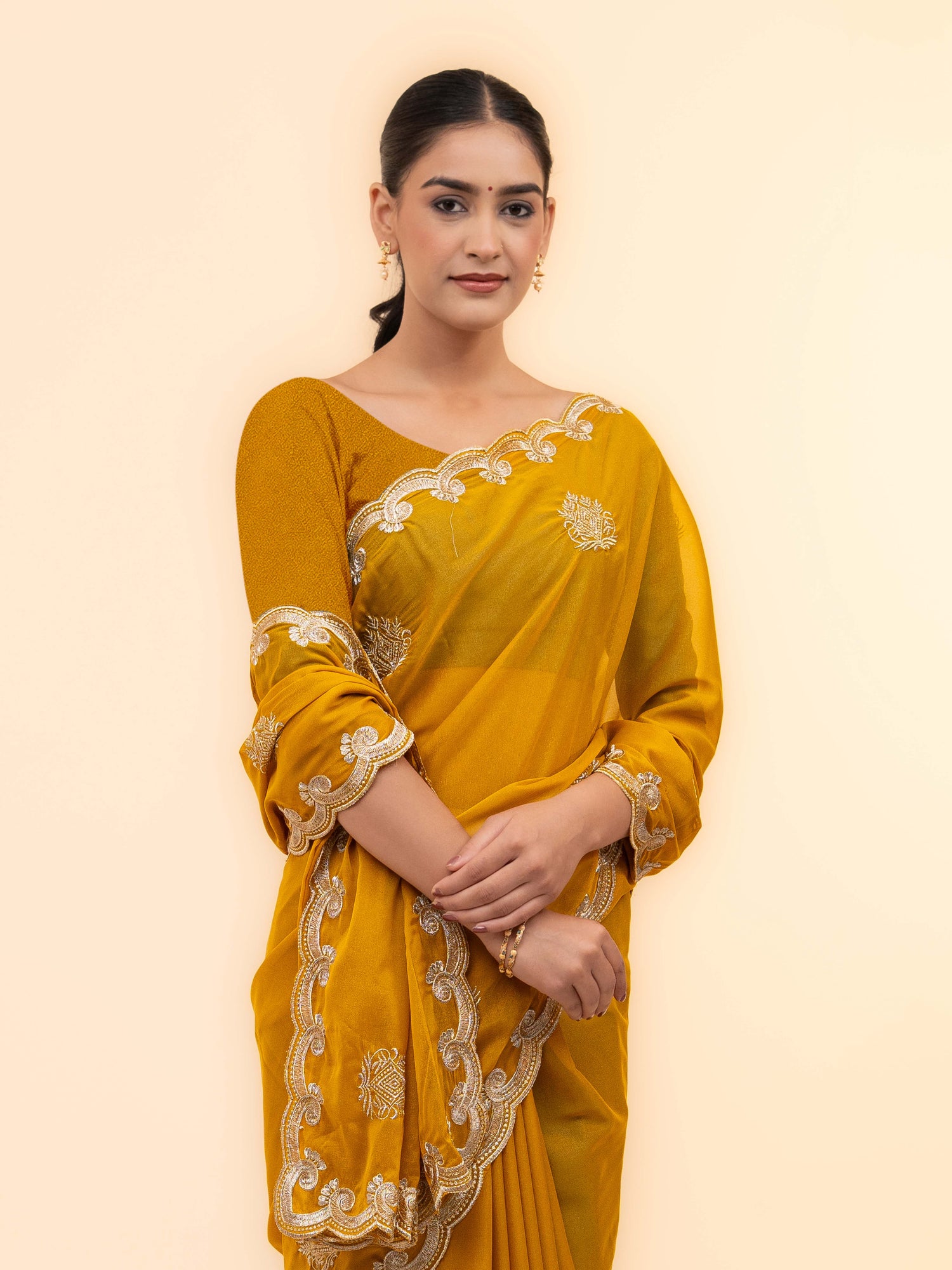 Yellow Georgette Saree
