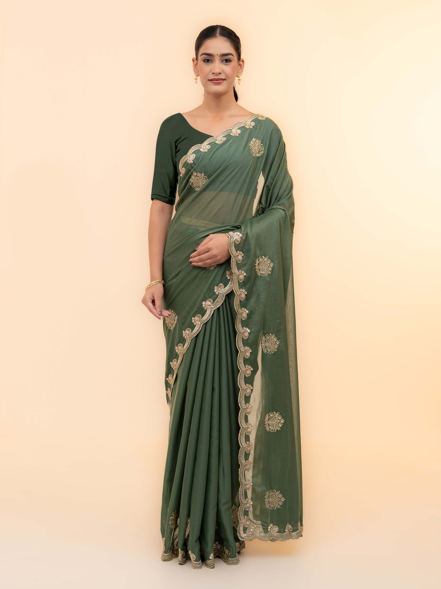 Pista Green Georgette Saree