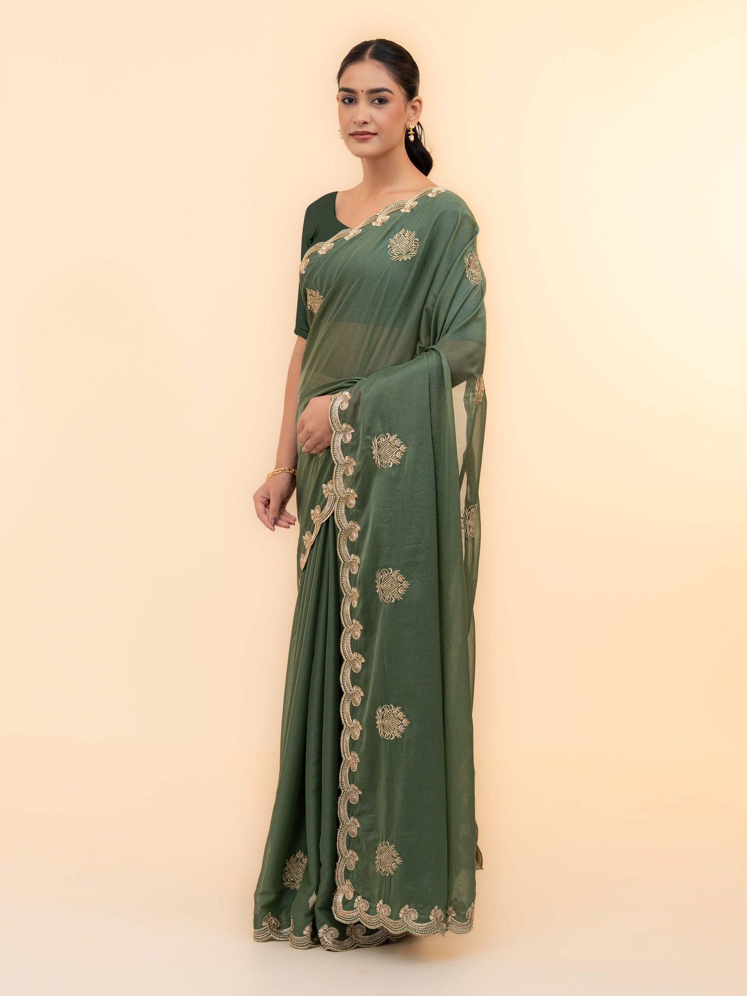 Pista Green Georgette Saree