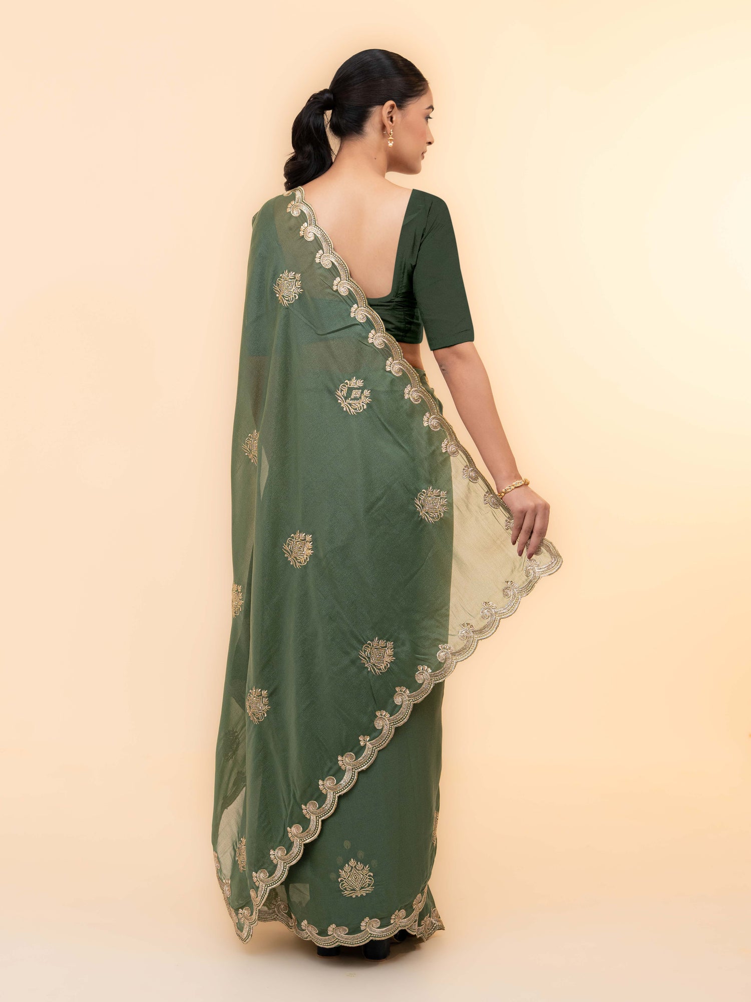 Pista Green Georgette Saree