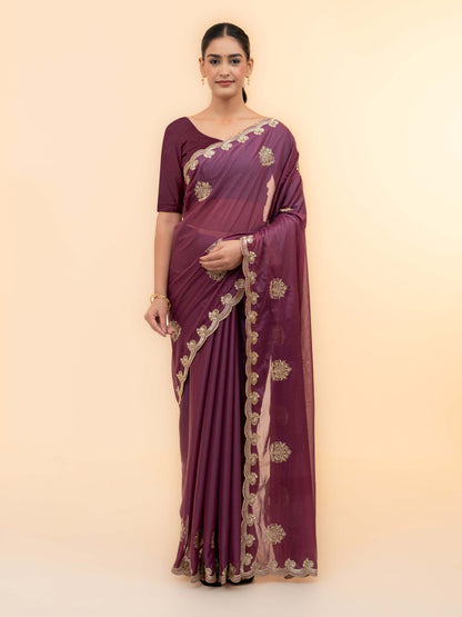 Rose purple Georgette Saree