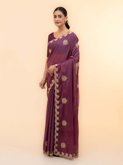 Rose purple Georgette Saree