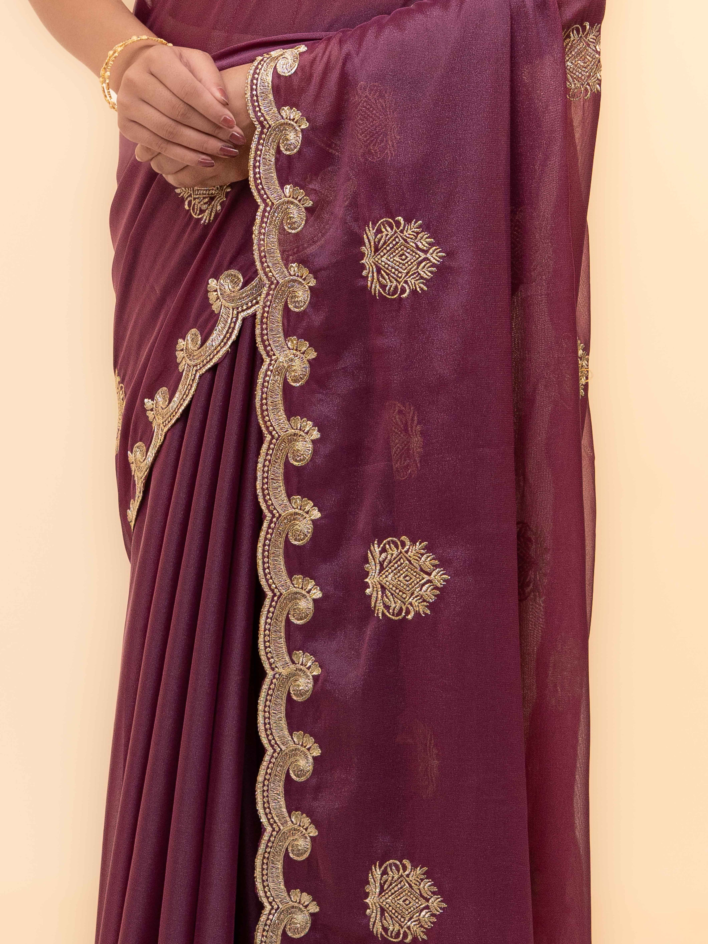 Rose purple Georgette Saree