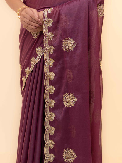 Rose purple Georgette Saree