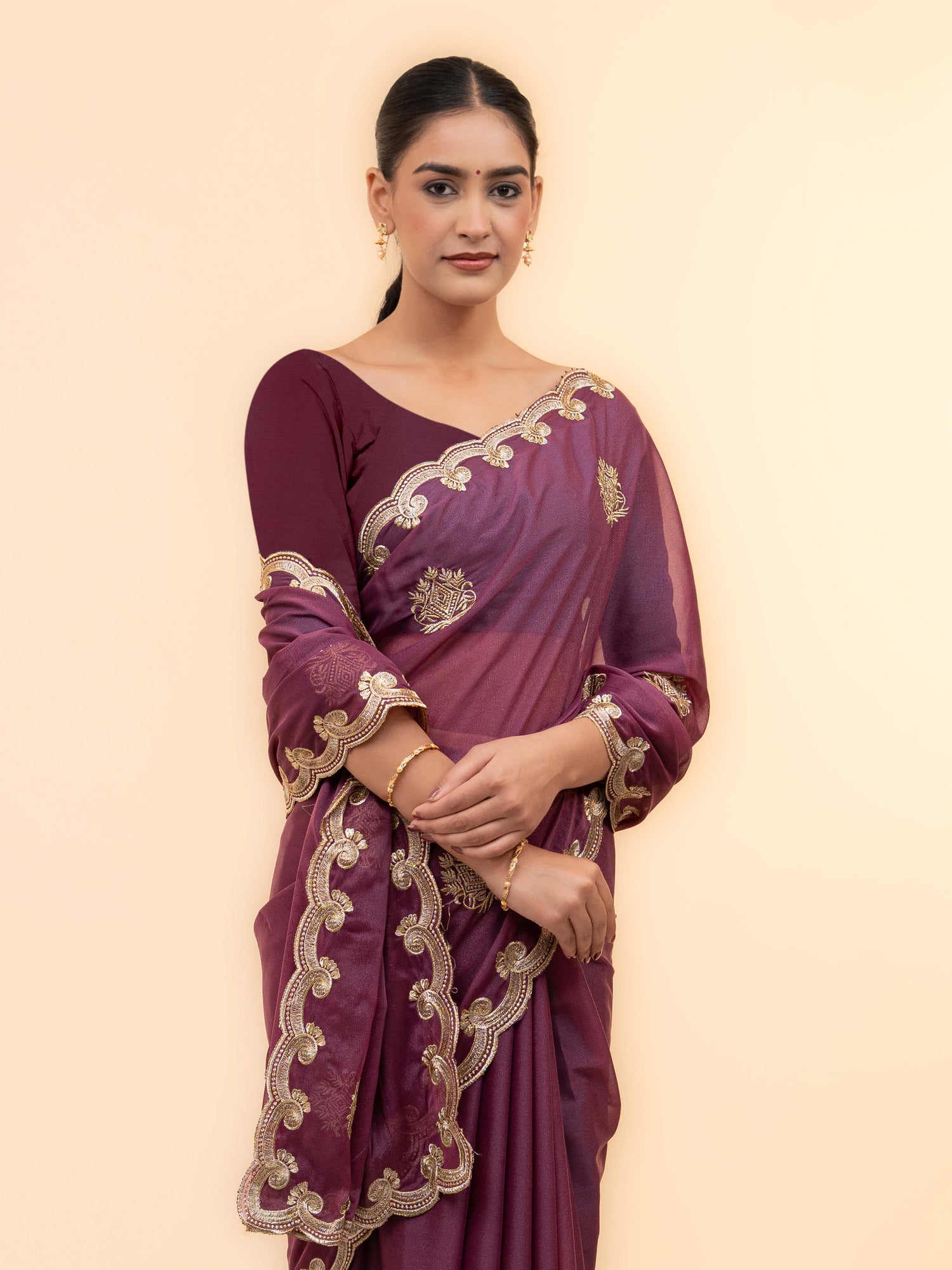 Rose purple Georgette Saree