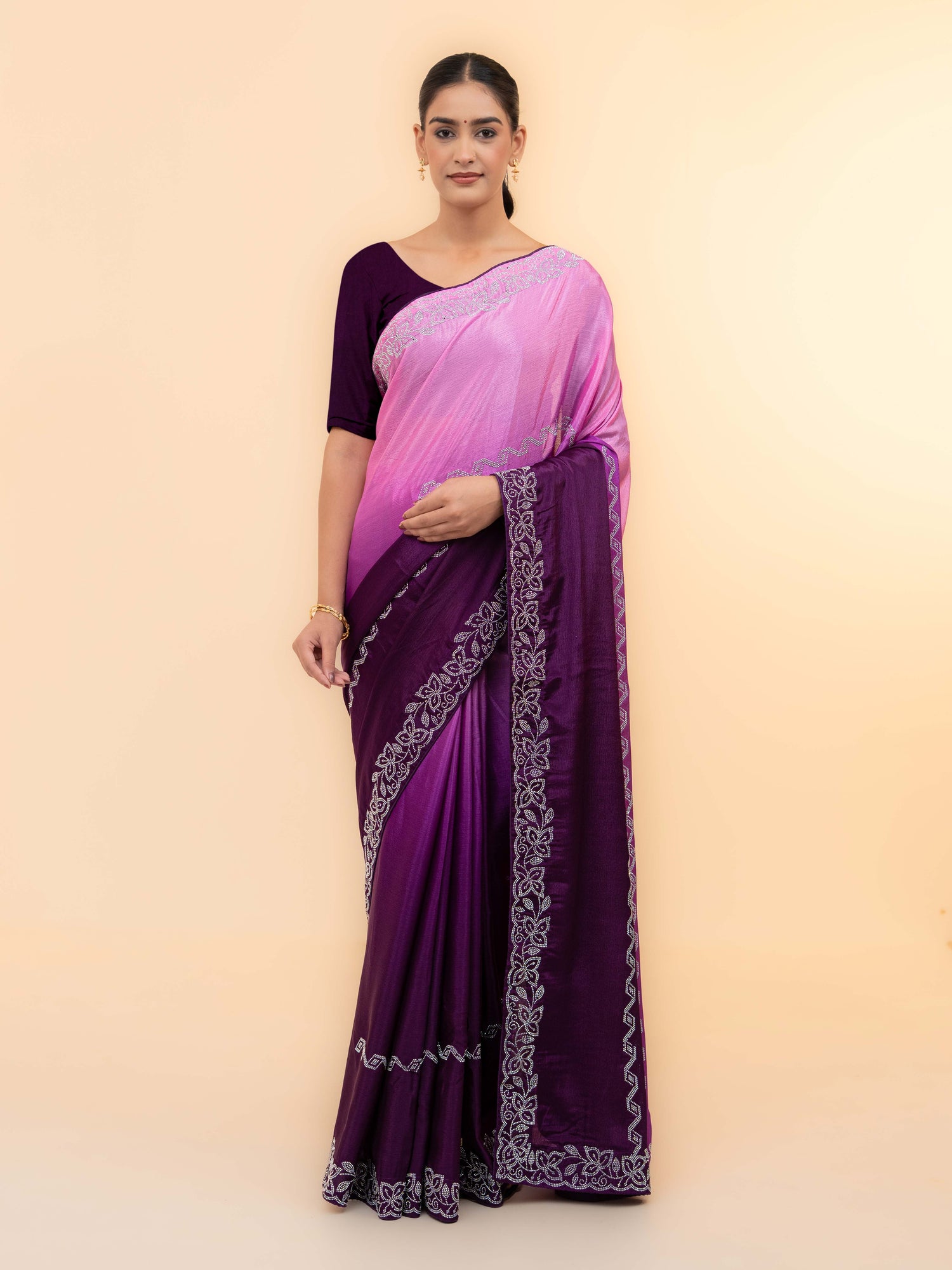Purple Minakari Silk Saree