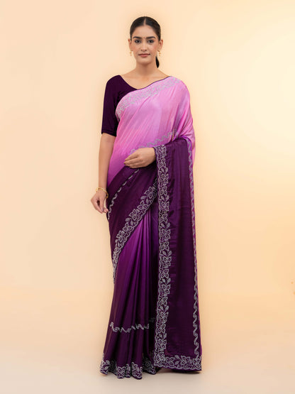 Purple Minakari Silk Saree