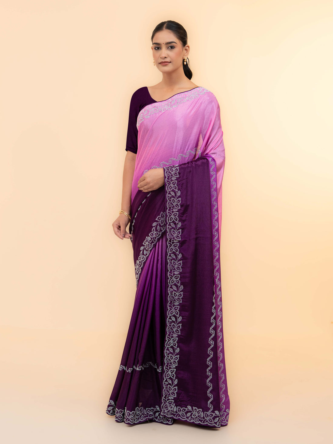 Purple Minakari Silk Saree