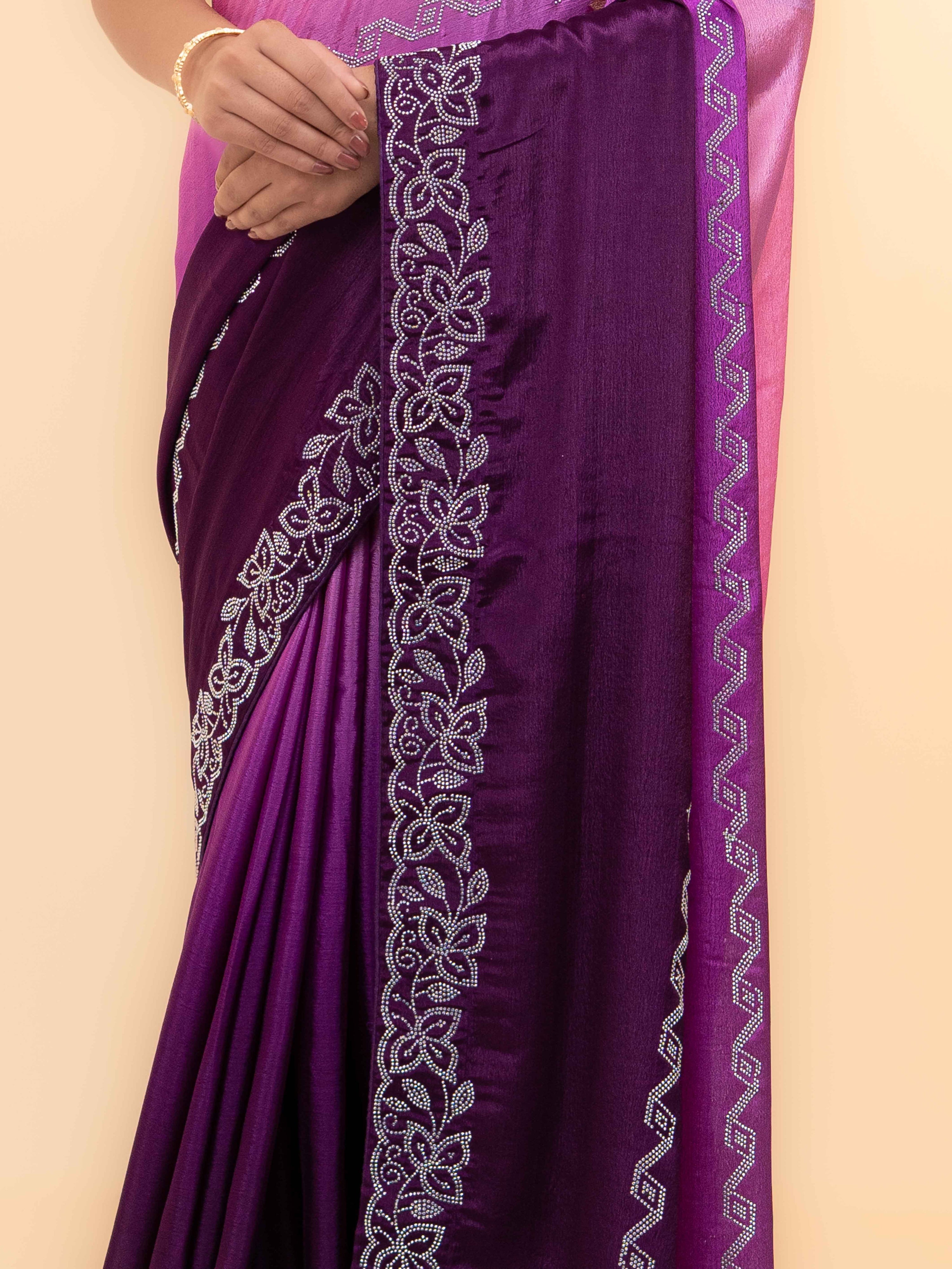 Purple Minakari Silk Saree