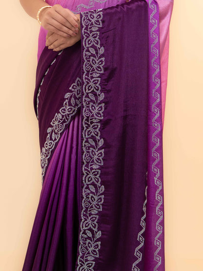 Purple Minakari Silk Saree