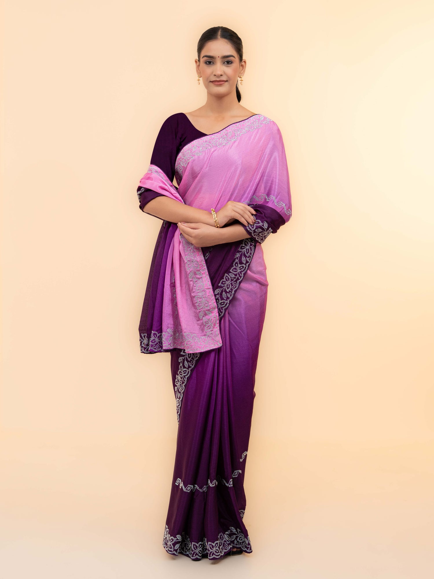 Purple Minakari Silk Saree