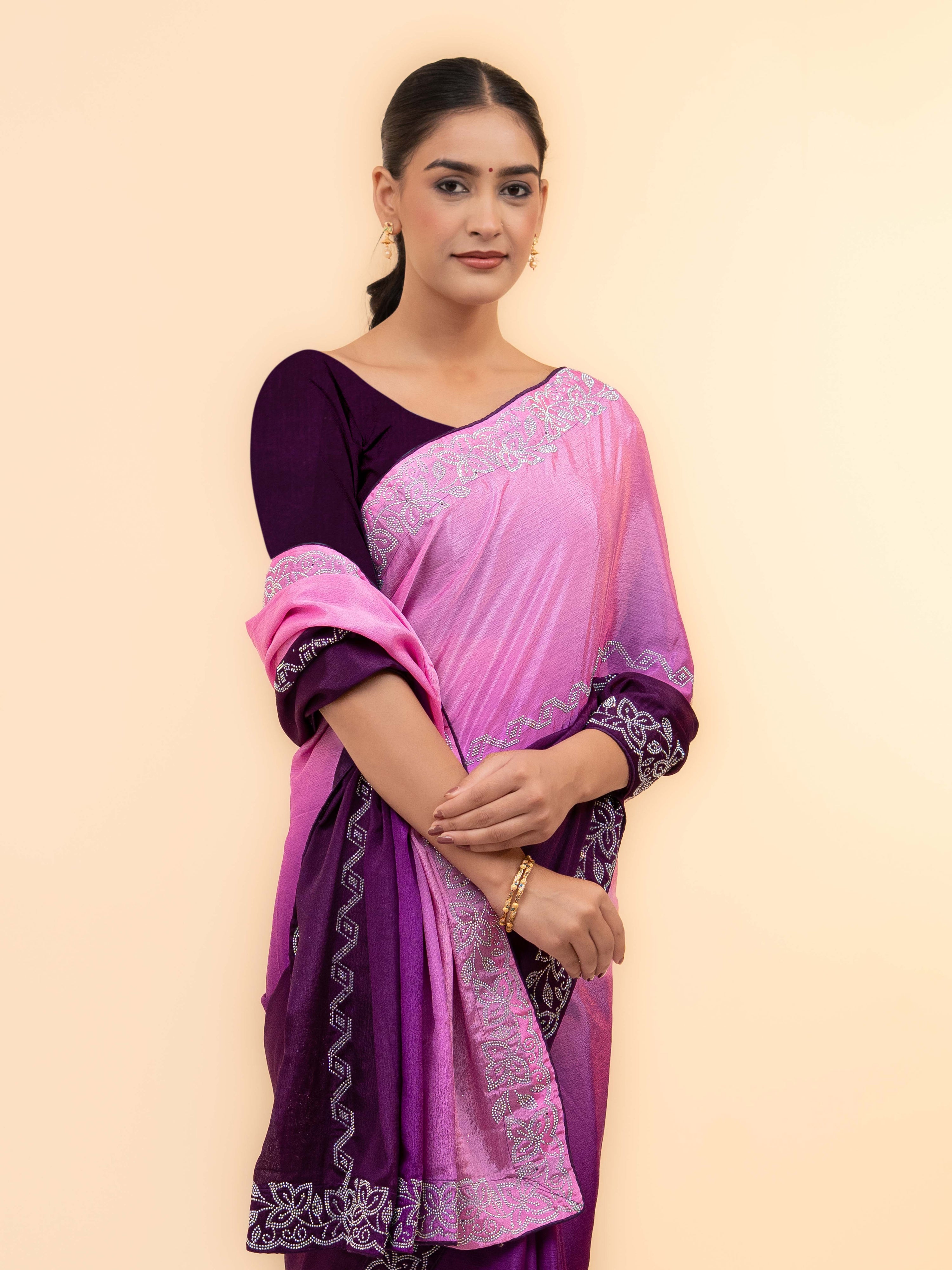 Purple Minakari Silk Saree
