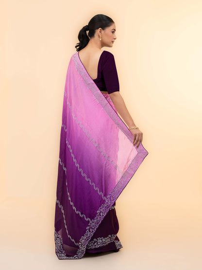 Purple Minakari Silk Saree