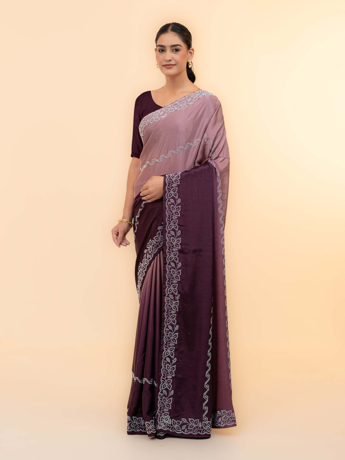Brown &amp; Coffee Minakari Silk Saree