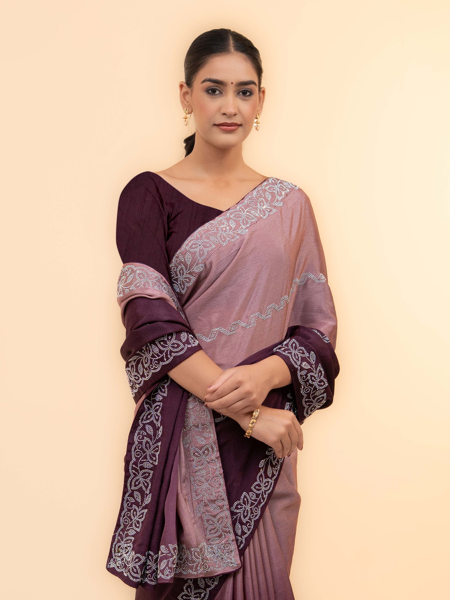 Brown &amp; Coffee Minakari Silk Saree