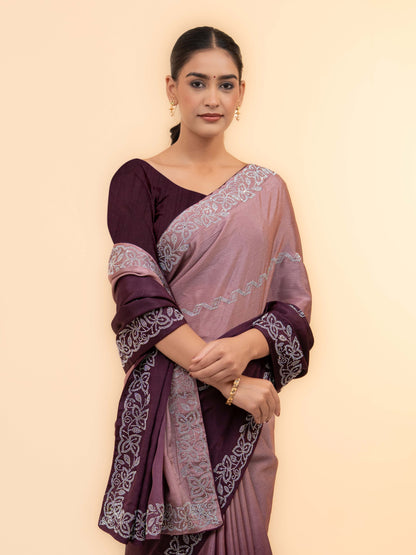 Brown &amp; Coffee Minakari Silk Saree