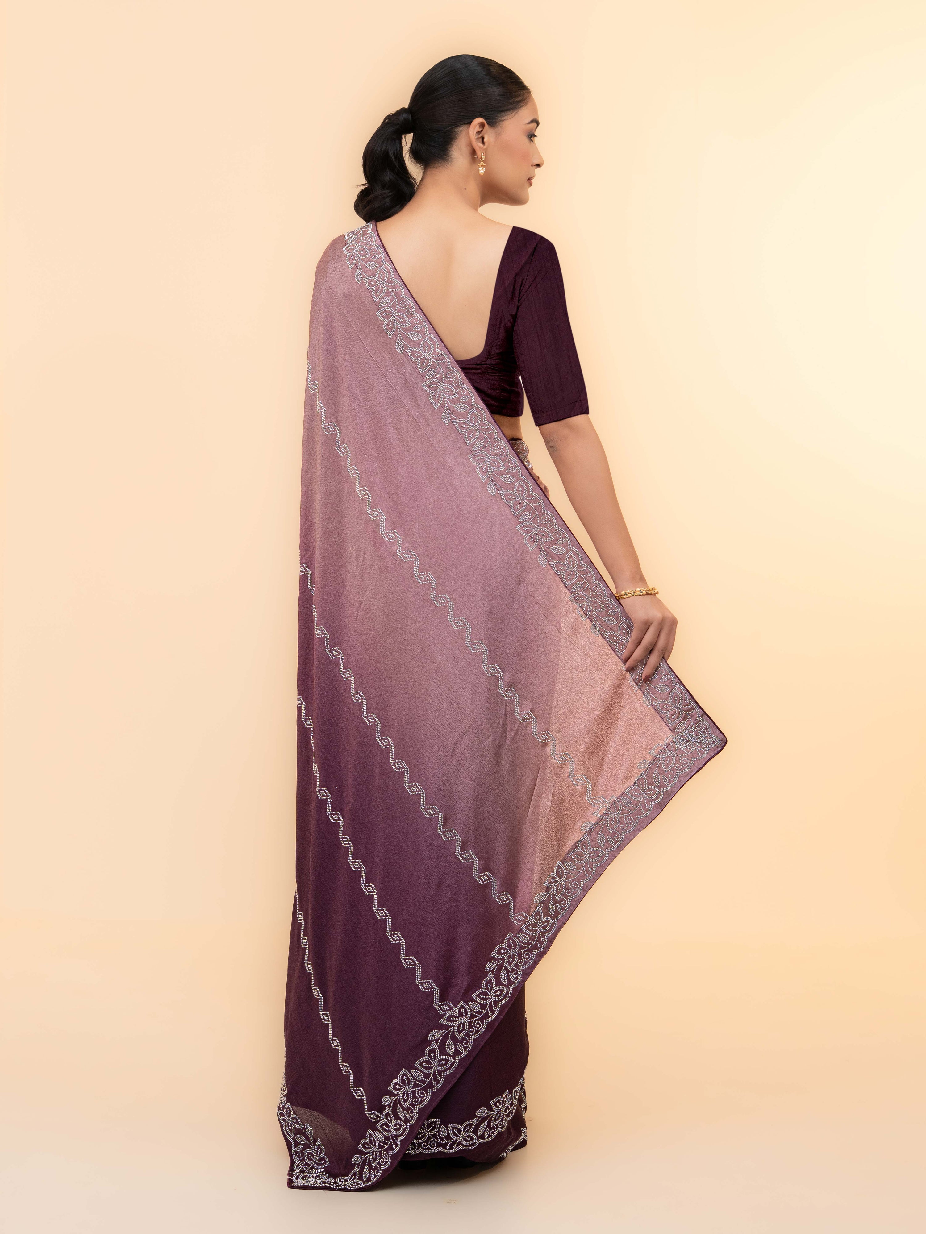 Brown &amp; Coffee Minakari Silk Saree