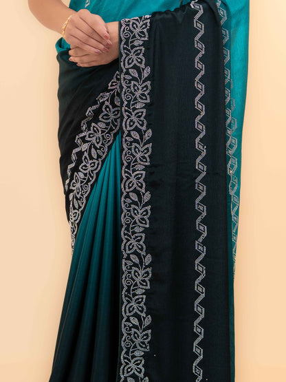 Blue &amp; Black Minakari Silk Saree