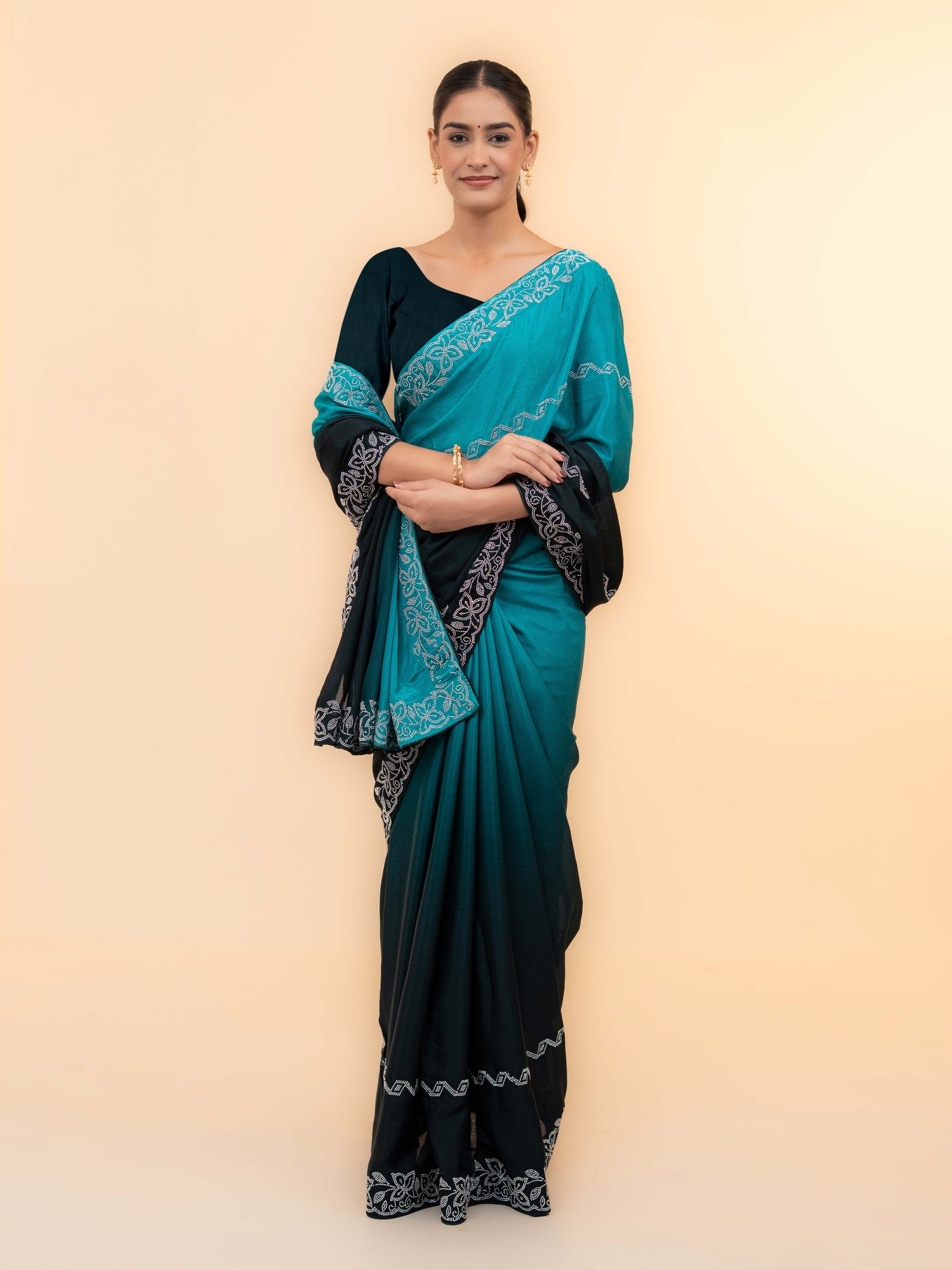 Blue &amp; Black Minakari Silk Saree