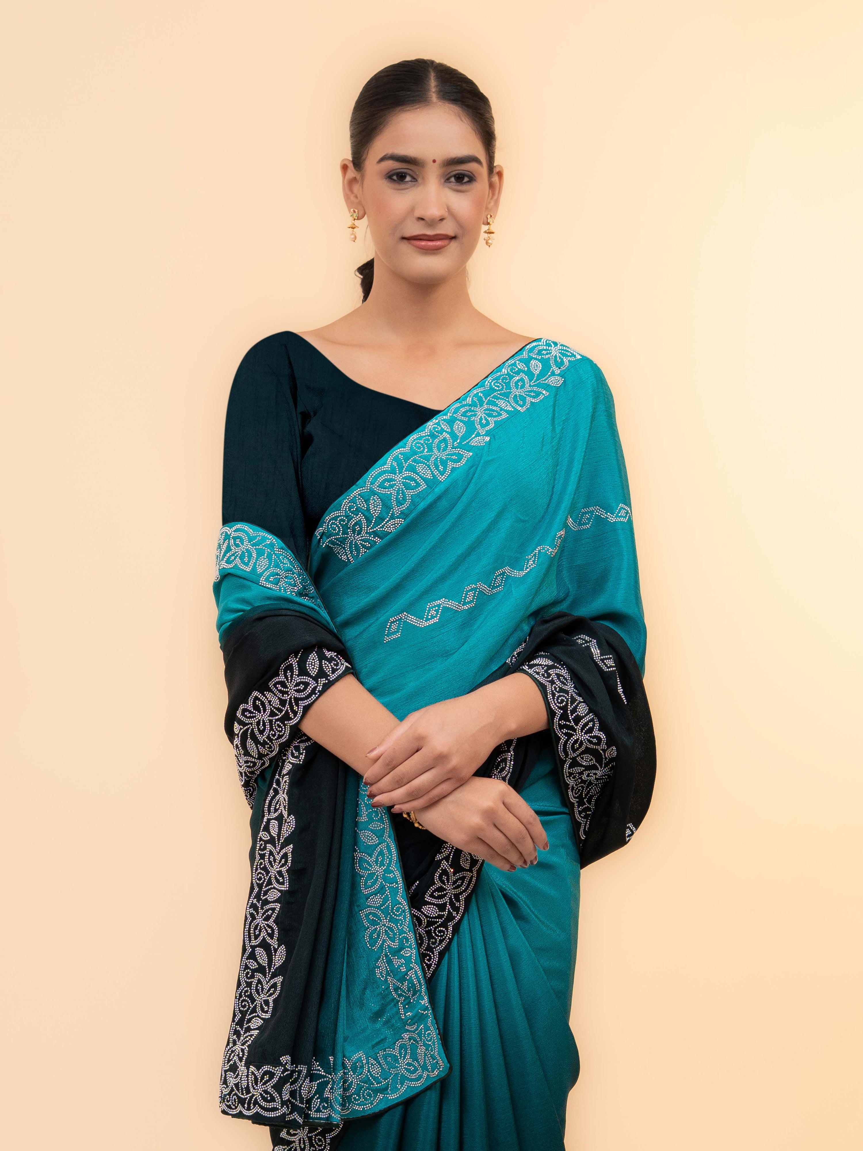 Blue &amp; Black Minakari Silk Saree